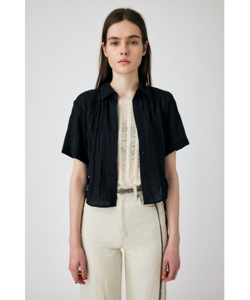 MOUSSY(マウジー)の「SIDE GATHER H/S シャツ(シャツ/ブラウス・レディース・ブラック/ターコイズブルー/オレンジ系その他/アイボリー・FREE)」の3枚目の写真