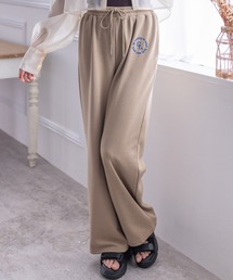 【ZOZO限定】刺繍入りスウェットワイドパンツ[セットアップ可能 低身長用サイズ有 春夏 カジュアル]