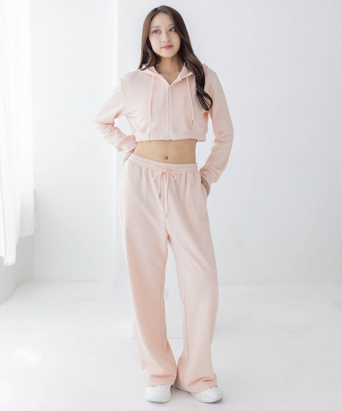 clear（クリア）の「【ZOZO限定】刺繍入りスウェットワイドパンツ[セットアップ可能 低身長用サイズ有 春夏 カジュアル]（スウェットパンツ・レディース・チャコールグレー/ブラック/モカ/アイボリー/ピンク・F/XS）」の17枚目の写真