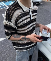 HOLY IN CODE（ホーリーインコード）の「HOLY IN CODE No.0202 net collar half KNIT（ニット/セーター・メンズ）」