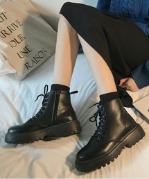 【OKUOKU Recommend Select】サイドジップ付き レースアップ ブーツ oku-shoes-607023283597-32 U