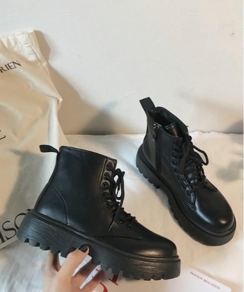 Burner(バーナー)の「【OKUOKU Recommend Select】サイドジップ付き レースアップ ブーツ oku-shoes-607023283597-32 U(ブーツ・レディース・ブラック・35/36/37/38/39/40/41/42/43)」の7枚目の写真