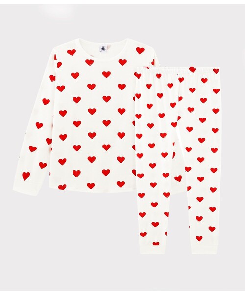 PETIT BATEAU（プチバトー）の「ハートプリント長袖パジャマ（ルームウェア/パジャマ・キッズ・ホワイト・4YEAR/5YEAR/3YEAR/2YEAR）」の4枚目の写真