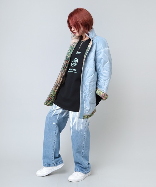 RNA（アールエヌエー）の「J2074 楽園プリントリバーシブルジャケット（ダウンジャケット/コート・レディース・オレンジ/ベージュ/グレー・MEDIUM）」の11枚目の写真