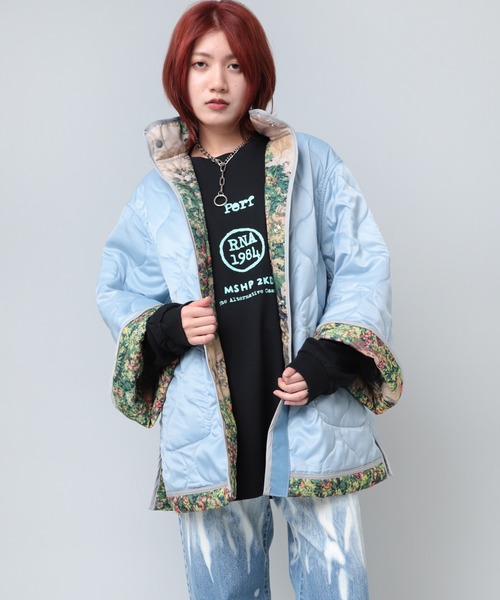 RNA（アールエヌエー）の「J2074 楽園プリントリバーシブルジャケット（ダウンジャケット/コート・レディース・オレンジ/ベージュ/グレー・MEDIUM）」の7枚目の写真