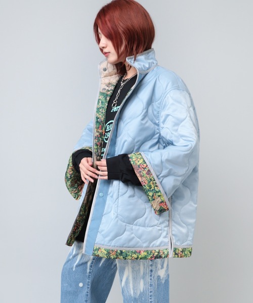 RNA（アールエヌエー）の「J2074 楽園プリントリバーシブルジャケット（ダウンジャケット/コート・レディース・オレンジ/ベージュ/グレー・MEDIUM）」の8枚目の写真