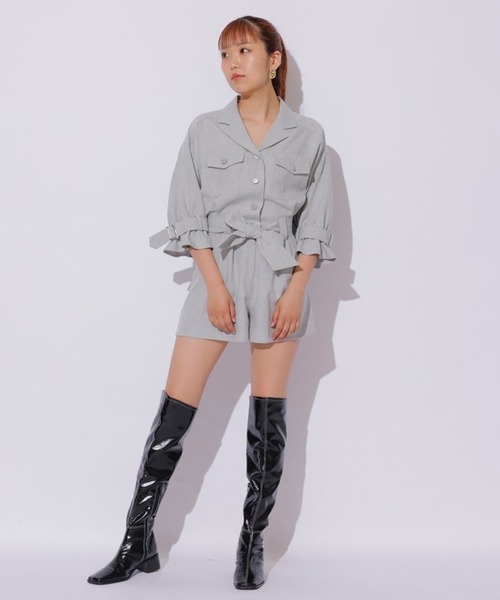 REDYAZEL（レディアゼル）の「キャンディースリーブミニロンパース（つなぎ/オールインワン・レディース・グレー/オフホワイト・FREE）」の5枚目の写真