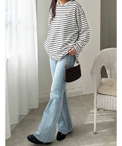 U.S. POLO ASSN.（ユーエスポロアッスン）の「GeeRA別注【U.S. POLO ASSN.】ユーエスポロアッスン　オーバサイズワンポイント刺繍ロンT（Tシャツ/カットソー・レディース・ブラック/ホワイト系その他/オフホワイト/オートミール/チャコール・MEDIUM/LARGE/X-LARGE/SMALL）」の22枚目の写真