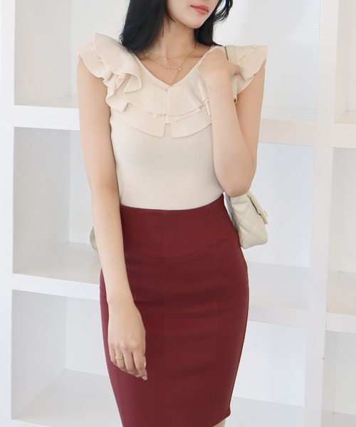 ROYAL PARTY（ロイヤルパーティー）の「ガムストレッチタイトスカート’23a（スカート・レディース・ブラック/ボルドー/ベージュ/カーキ・FREE）」の15枚目の写真