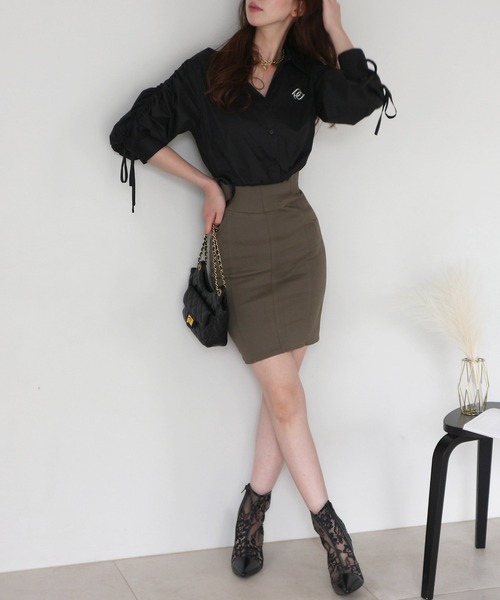 ROYAL PARTY（ロイヤルパーティー）の「ガムストレッチタイトスカート’23a（スカート・レディース・ブラック/ボルドー/ベージュ/カーキ・FREE）」の13枚目の写真