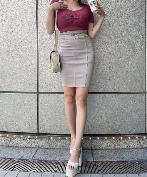 ROYAL PARTY（ロイヤルパーティー）の「ガムストレッチタイトスカート’23a（スカート・レディース・ブラック/ボルドー/ベージュ/カーキ・FREE）」の8枚目の写真