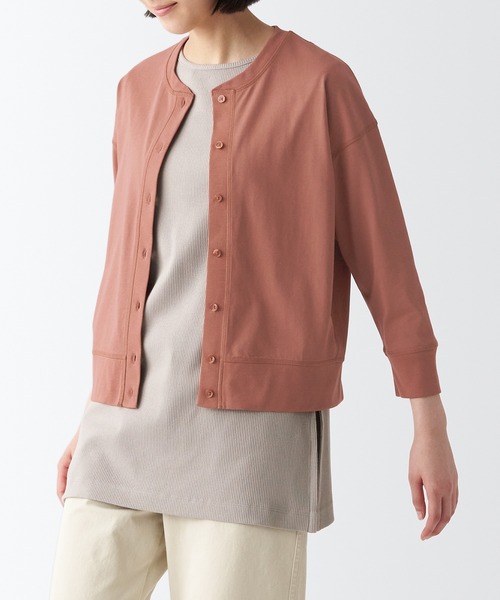 無印良品（ムジルシリョウヒン）の「ＵＶカット天竺編みカーディガン（カーディガン/ボレロ・レディース・ベージュ系1/ブラウン/ブラック/ダークグレー/ブラウン系1/スモーキーグリーン系・S/XL/M/XS/XXL/L）」の3枚目の写真