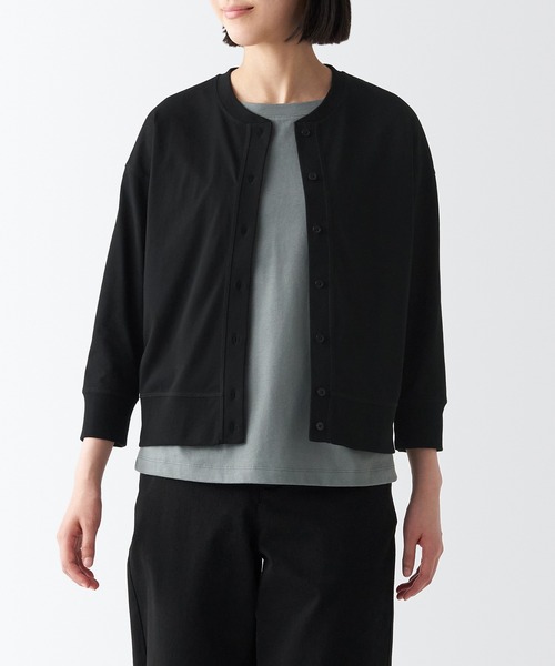 無印良品（ムジルシリョウヒン）の「ＵＶカット天竺編みカーディガン（カーディガン/ボレロ・レディース・ベージュ系1/ブラウン/ブラック/ダークグレー/ブラウン系1/スモーキーグリーン系・S/XL/M/XS/XXL/L）」の2枚目の写真