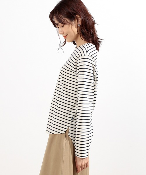 Petit Honfleur(プチオンフルール)の「ボーダーTシャツ(Tシャツ/カットソー・レディース・アイボリー/ベージュ/ネイビー・M/L)」の10枚目の写真