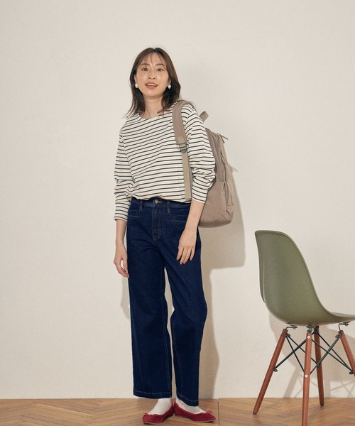 Petit Honfleur(プチオンフルール)の「ボーダーTシャツ(Tシャツ/カットソー・レディース・アイボリー/ベージュ/ネイビー・M/L)」の6枚目の写真