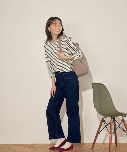 Petit Honfleur(プチオンフルール)の「ボーダーTシャツ(Tシャツ/カットソー・レディース・アイボリー/ベージュ/ネイビー・M/L)」の7枚目の写真