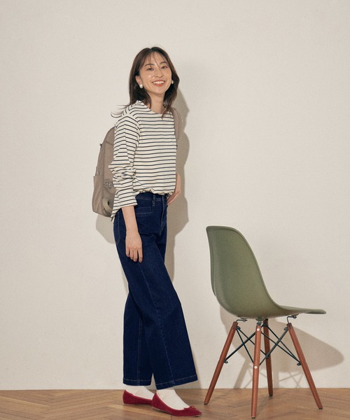 Petit Honfleur(プチオンフルール)の「ボーダーTシャツ(Tシャツ/カットソー・レディース・アイボリー/ベージュ/ネイビー・M/L)」の8枚目の写真