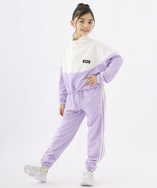 repipi armario（レピピ アルマリオ）の「【repipi armario / レピピアルマリオ】ガールズ裏毛クロップド丈ジャケット　プルオーバー（その他アウター・キッズ・パープル/ブラック/サックスブルー・150/160/170/140）」の4枚目の写真