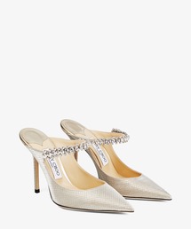 ジミーチュウ　 bing100 ヒール　ミュール クリスタル ストラップ付き Black パテントレザー・ミュール