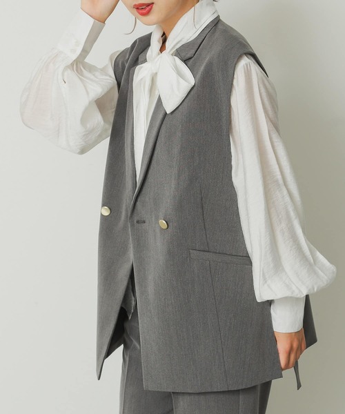 SENSE OF PLACE by URBAN RESEARCH（センスオブプレイスバイアーバンリサーチ）の「2WAYボウタイブラウス（シャツ/ブラウス・レディース・ベージュ/オフホワイト/ブラック系その他・ONE）」の4枚目の写真