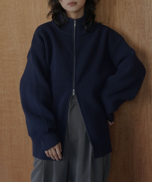 hellam(へラム)の「Wジップ ハイネックニットカーディガン(カーディガン/ボレロ・レディース・ブラック/アイボリー/杢グレー/ネイビー/モカ・FREE)」の5枚目の写真