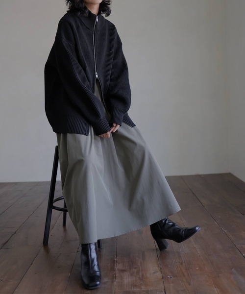 hellam(へラム)の「Wジップ ハイネックニットカーディガン(カーディガン/ボレロ・レディース・ブラック/アイボリー/杢グレー/ネイビー/モカ・FREE)」の12枚目の写真