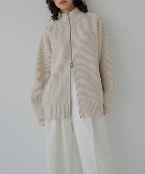 hellam(へラム)の「Wジップ ハイネックニットカーディガン(カーディガン/ボレロ・レディース・ブラック/アイボリー/杢グレー/ネイビー/モカ・FREE)」の16枚目の写真