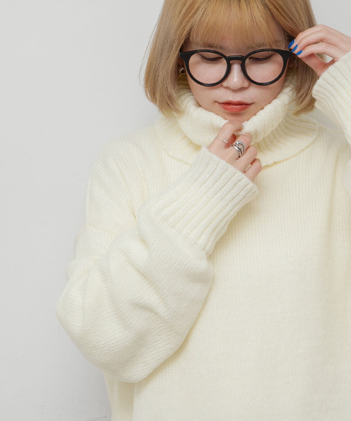 Chillfar(チルファー)の「ハイネックニット(ニット/セーター・レディース・アイボリー/ブルー/グレー/オレンジ/ブラック・FREE)」の9枚目の写真