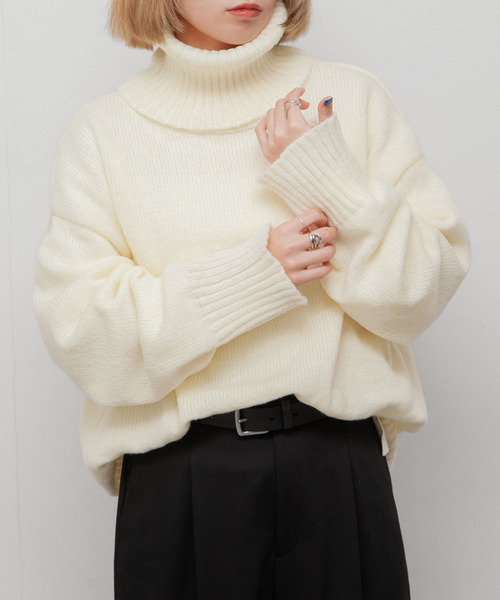 Chillfar(チルファー)の「ハイネックニット(ニット/セーター・レディース・アイボリー/ブルー/グレー/オレンジ/ブラック・FREE)」の12枚目の写真