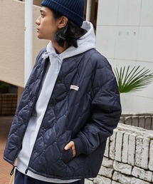 【retock's】ロゴピスネーム ビッグシルエット 撥水ナイロン中綿キルティングブルゾン