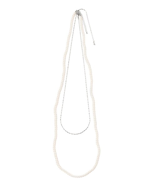 BEAMS HEART(ビームスハート)の「フェイクパール 2連 ロングネックレス(ネックレス・レディース・シルバー/ゴールド・ONE SIZE)」の3枚目の写真