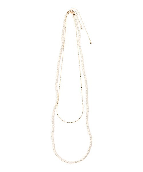 BEAMS HEART(ビームスハート)の「フェイクパール 2連 ロングネックレス(ネックレス・レディース・シルバー/ゴールド・ONE SIZE)」の2枚目の写真