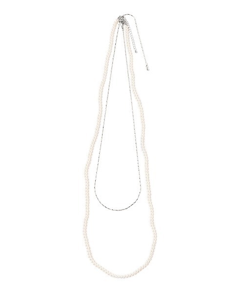 BEAMS HEART(ビームスハート)の「フェイクパール 2連 ロングネックレス(ネックレス・レディース・シルバー/ゴールド・ONE SIZE)」の6枚目の写真