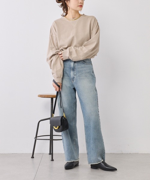 PUAL CE CIN(ピュアルセシン)の「変形袖ミニ裏毛プルオーバー(Tシャツ/カットソー・レディース・ベージュ/グリーン/ブラウン/チャコールグレー・FREE)」の11枚目の写真