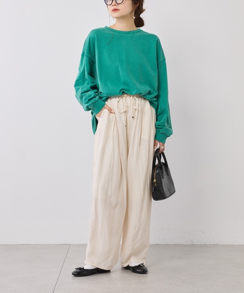 PUAL CE CIN(ピュアルセシン)の「変形袖ミニ裏毛プルオーバー(Tシャツ/カットソー・レディース・ベージュ/グリーン/ブラウン/チャコールグレー・FREE)」の15枚目の写真