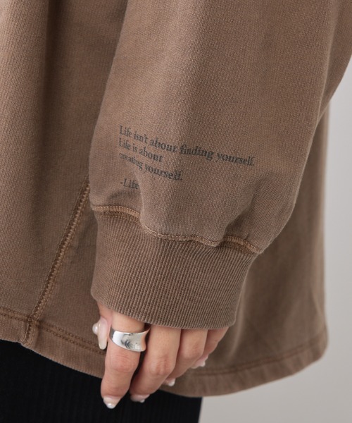 PUAL CE CIN(ピュアルセシン)の「変形袖ミニ裏毛プルオーバー(Tシャツ/カットソー・レディース・ベージュ/グリーン/ブラウン/チャコールグレー・FREE)」の7枚目の写真
