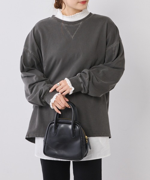 PUAL CE CIN(ピュアルセシン)の「変形袖ミニ裏毛プルオーバー(Tシャツ/カットソー・レディース・ベージュ/グリーン/ブラウン/チャコールグレー・FREE)」の21枚目の写真