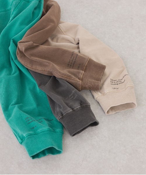 PUAL CE CIN(ピュアルセシン)の「変形袖ミニ裏毛プルオーバー(Tシャツ/カットソー・レディース・ベージュ/グリーン/ブラウン/チャコールグレー・FREE)」の9枚目の写真