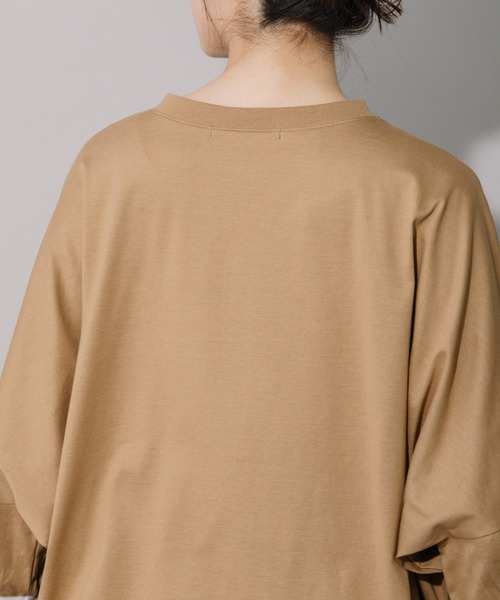 Munich（ミューニック）の「コットンジャージ×ボーダーリブラウンドヘムシャツ（Tシャツ/カットソー・レディース・キャメル/ホワイト/ブラック・FREE）」の12枚目の写真