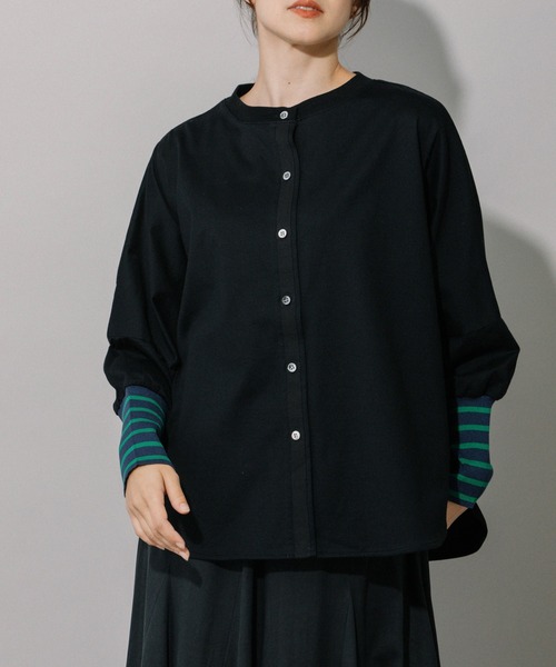 Munich（ミューニック）の「コットンジャージ×ボーダーリブラウンドヘムシャツ（Tシャツ/カットソー・レディース・キャメル/ホワイト/ブラック・FREE）」の19枚目の写真