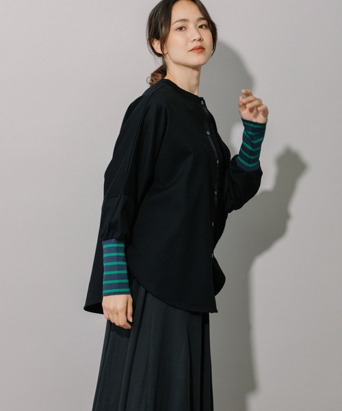 Munich（ミューニック）の「コットンジャージ×ボーダーリブラウンドヘムシャツ（Tシャツ/カットソー・レディース・キャメル/ホワイト/ブラック・FREE）」の20枚目の写真