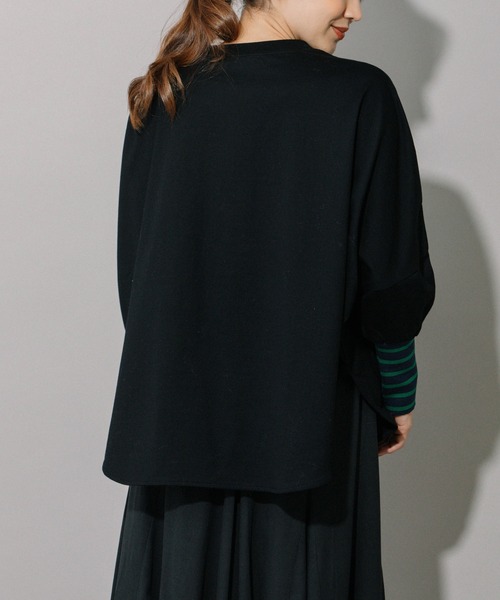 Munich（ミューニック）の「コットンジャージ×ボーダーリブラウンドヘムシャツ（Tシャツ/カットソー・レディース・キャメル/ホワイト/ブラック・FREE）」の21枚目の写真