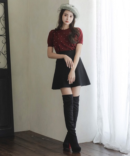 Julia Boutique(ジュリアブティック)の「チュール付きパールベレー帽/23619(ハンチング/ベレー帽・レディース・ブラック/グレー・ONE)」の8枚目の写真