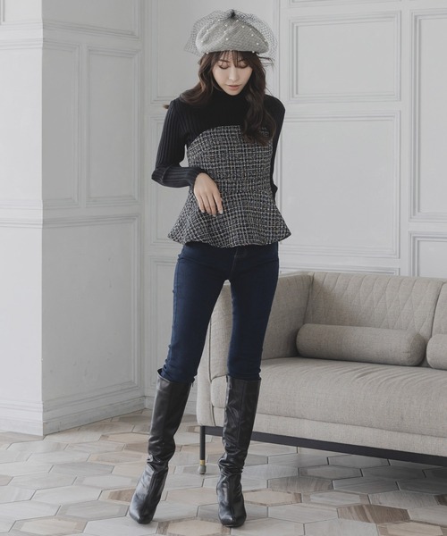 Julia Boutique(ジュリアブティック)の「チュール付きパールベレー帽/23619(ハンチング/ベレー帽・レディース・ブラック/グレー・ONE)」の10枚目の写真
