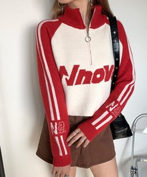 non-hedge | ハーフジップラグランショート丈ニットトップス(ニット/セーター)