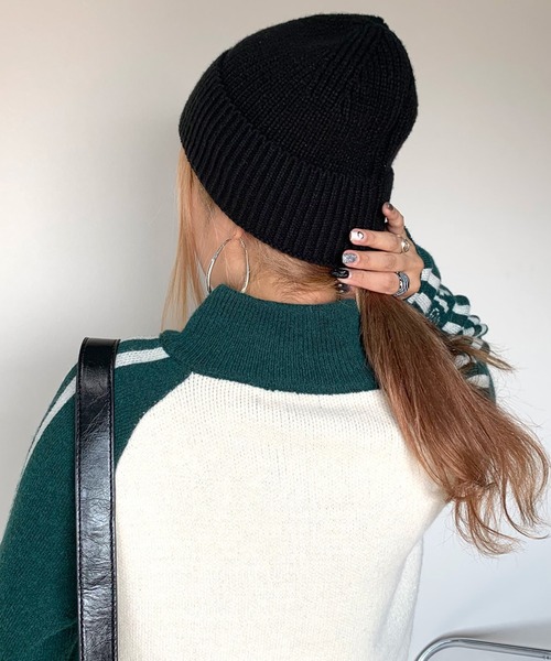 セール】ハーフジップラグランショート丈ニットトップス（ニット