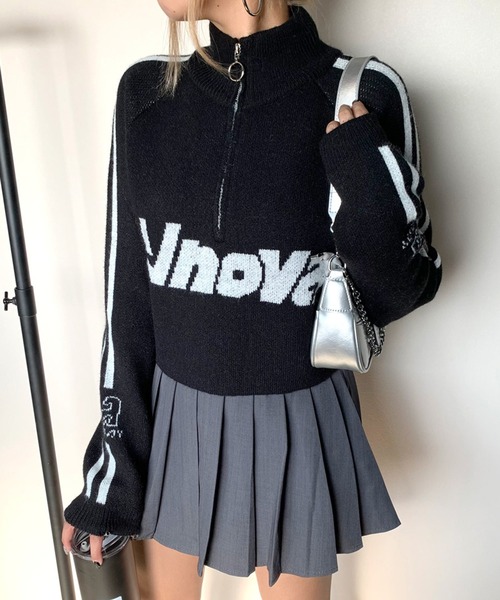 non-hedge（ノンヘッジ）の「ハーフジップラグランショート丈ニットトップス（ニット/セーター・レディース・ブラック/レッド/グリーン・FREE）」の17枚目の写真