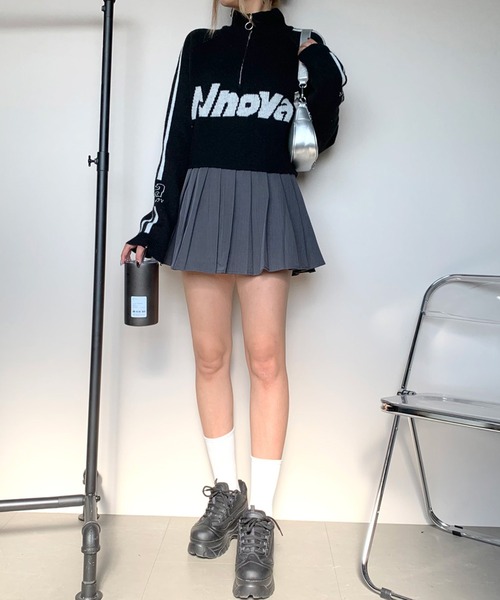 non-hedge（ノンヘッジ）の「ハーフジップラグランショート丈ニットトップス（ニット/セーター・レディース・ブラック/レッド/グリーン・FREE）」の18枚目の写真