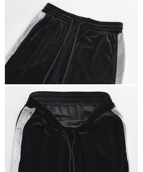 Re:EDIT（リエディ）の「[低身長/高身長サイズ有]ベロアドロストストレートトラックパンツ（その他パンツ・レディース・モカ/シルバー/ブラック/ブラック系その他/チャコールグレー・SHORT/LARGE/MEDIUM/TALL）」の6枚目の写真
