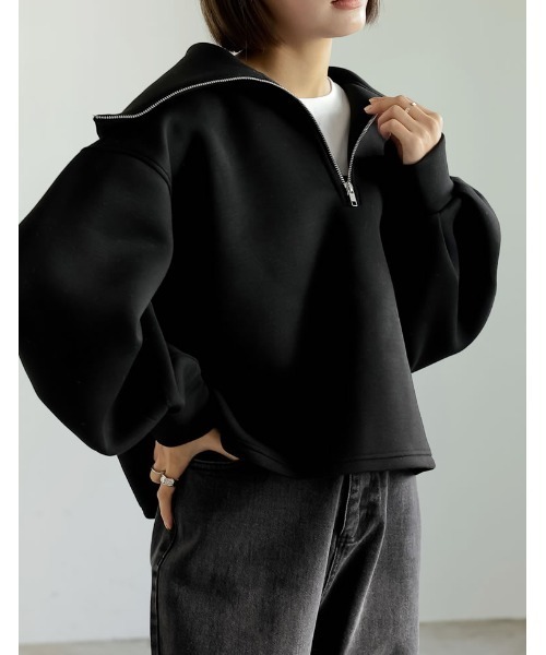 トルコ製 DRIES VAN NOTEN ハーフジップ スウェット riri L セール】[イージーケア]ハーフジップダンボールトップス（スウェット